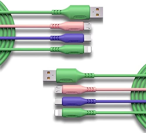 Multi Charging Cable – 2-Pack 3 in 1 Charging Cable for Car, Office – Liquid Silicone Rubber Phone Charger Type C Cable, Micro USB – Compatible with iPhone, Tablet, Samsung, Huawei