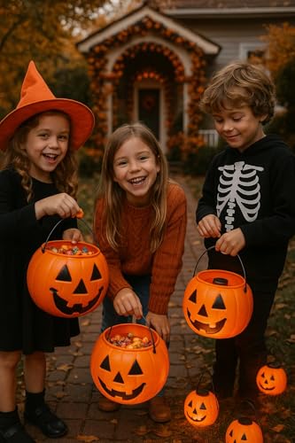 General Foam Plastics Halloween Pumpkin Jack O' Lantern Candy Bucket (Orange) 8" | Trick or Treat bucket - Thumbnail 4