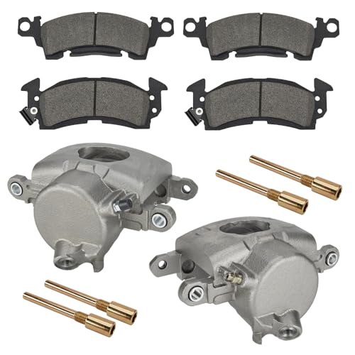 Speedway Motors IMCA 69-77 GM Loaded Brake Caliper Kit with Single Piston Calipers, Street Brake Pads, Slider Bolts and Hardware compatible with GM cars and IMCA Hobby Street Stock
