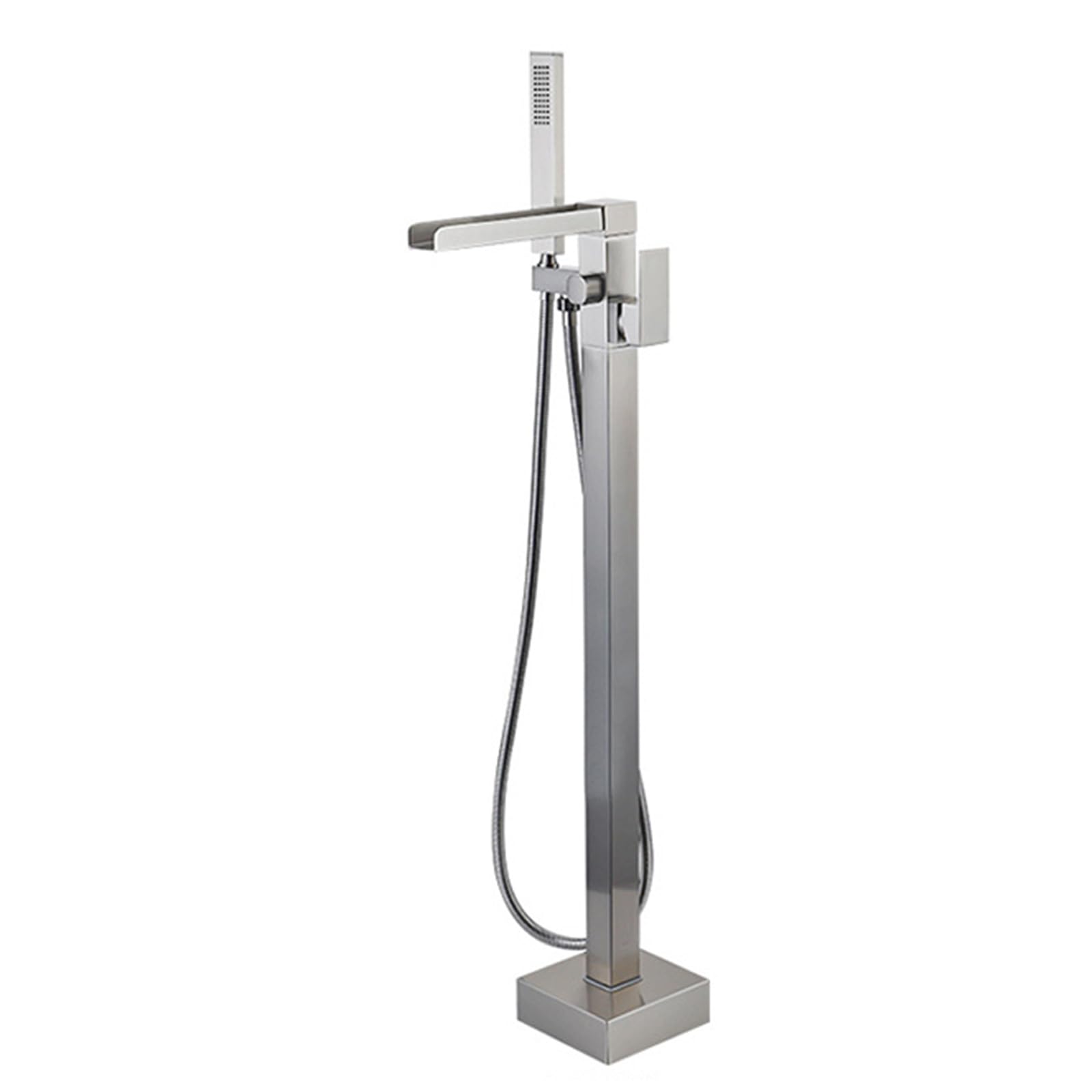 Robinet de baignoire autoportant cascade mitigeur brossé rotatif à 360° avec douchette sur pied