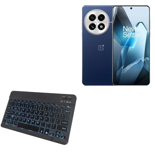 BoxWave Keyboard Compatible with OnePlus 13 - SlimKeys Bluetooth Keyboard - with Backlight, Portable Slim LED 7 Colors - Jet Black