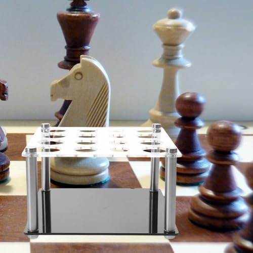 Holibanna Acrylic Chess Piece Mold Holder DIY Friendly Square Chess Piece Storage Rack with Versatile Apertures and Stainless Steel Support for Board Game Accessories - 5