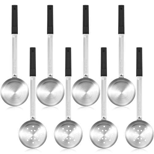 Teenyyou 8 Pcs Portion Control Serving Spoons Portion Scoops Cups Solid and Slotted Stainless Steel Ladle Spoon for Food, Serving Utensils Set for Parties(Black,6 oz) by Teenyyou - Used condition - US$25.08