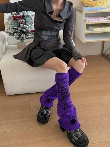 Image of WODECASA Girls Kawaii Leg Warmers Knitted Flared Leg Sleeves Goth Crochet Baggy Cuff Ankle Heap Socks