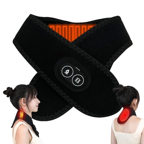 Afenau Neck Heat Pad, Neck Heating Pad with Vibration Massage, USB Heated Neck Wrap, Electric Heating Pad for Neck, USB Heating Massage Belt Pad for Pain Relief, Heated Neck Warmer for Pain