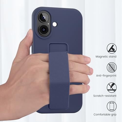 LAUDTEC Silicone Kickstand Case Compatible with iPhone 17, Vertical and Horizontal Stand Hand Strap Metal Kickstand Cover, Flexible Soft Liquid Silicone Stand Case for iPhone 17 (Blue) by LT LAUDTEC - Image 5