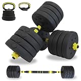 ADVANTAGE (アドバンテージ) ダンベル 可変式 40kg 30kg 20kg バーベル 可変式ダンベル 2個セット 【日本企業企画】 (イエロー50kgケトルベルグリップセット)