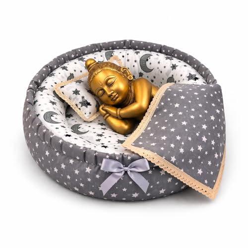 Image of Laddu Gopal Soft Bed Krishna Ji Bed Set Comfortable Ladoo Gopal Ji Bedding (Round Bed) Size 0 to 6