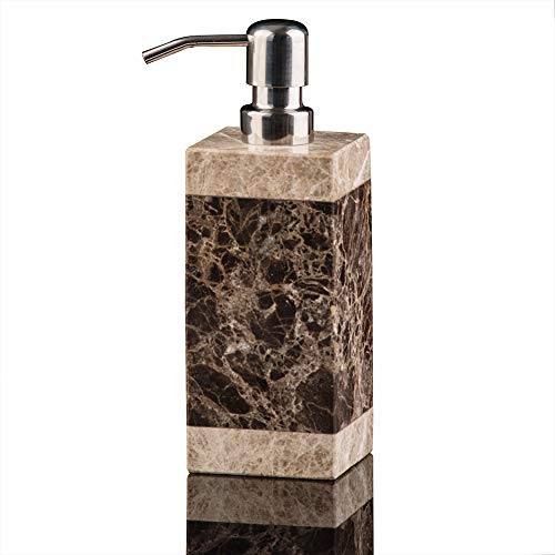 Hand Liquid&Lotion Soap Dispenser Pump Bottle Natural Marble For Kitchen Bathroom Countertop Laundry Room Holds Dish Soap Shampoo Laundry Liquid Shower Gel(Coffee Colour) #TOP6