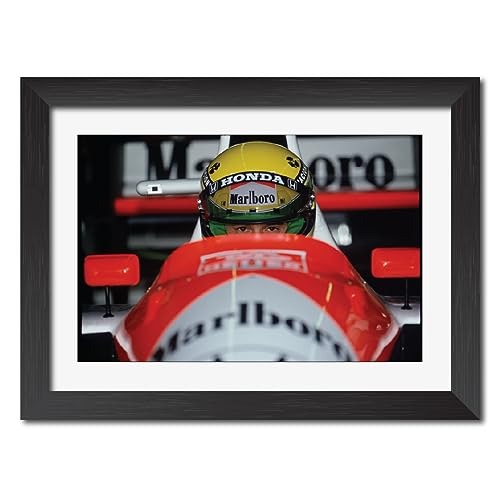 Image of TenorArts Ayrton Senna Poster F1 Driver Poster Formula One Photo Frame Painting with Matt Finish Dark Black Texture (12 inches x 9inches)