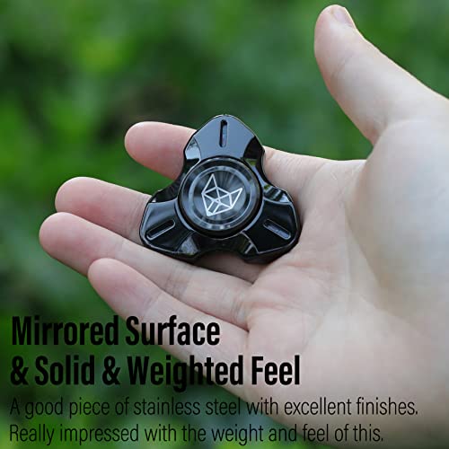 Image of FREELOVE Premium Metal Fidget Spinner for Adults, Stainless Steel Heavy Silent Spinner with Precision Bearing, Small Office Desk Toy & EDC for Stress Relief Focus ADHD, Pro Black