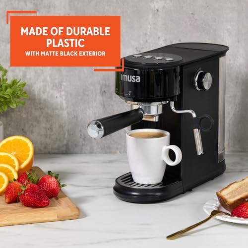 Image of IMUSA - 20 Bar Espresso Machine with Milk Frother, Compact Coffee Machine 1 to 2 Cups, Thermoblock Coffee Machine, Fast Heating Thermoblock Coffee Machine, Hot Coffee & Ice Cream, Coffee Maker