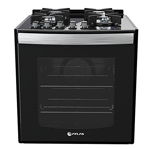 Fogão de embutir Atlas 4 bocas preto mesa de vidro - Top Gourmet Glass