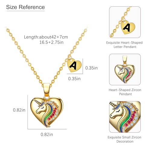 Cute Initial Necklaces for Girls - Colorful CZ Heart Pendant Necklace for Teen Preteen, Personalized Little Girls Jewelry Gifts for Kids4