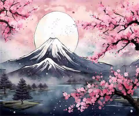 Kit peinture par numéros japonaise grand format 115x90 cm acrylique pour adulte