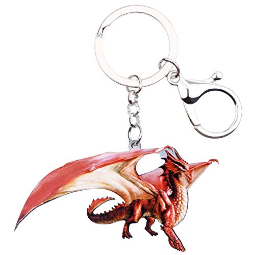 WEVENI Acrylic Dinosaur Dragon Keychains Key Ring Car Handbag Purse Jewelry For Women Teen (Red2)
