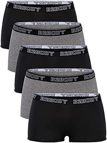 B2BODY Cotton Underwear Women – Boyshort Panties for Women Small to Plus Size 5 Pack