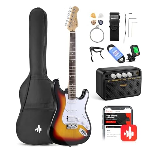 Donner DST-100S Sunburst Electric Guitar with Amplifier,Bag,Capo,Strap,String,Tuner,Cable and Pick