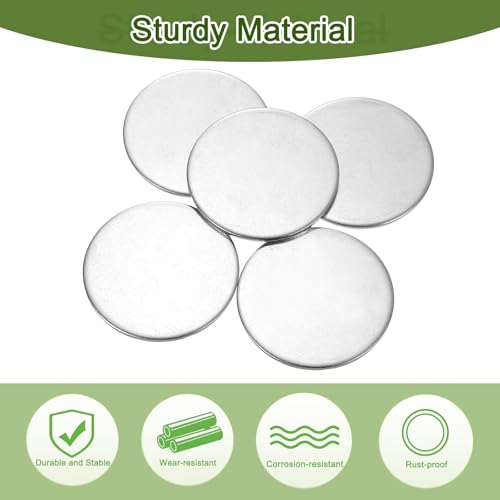 QUARKZMAN 5 Stück Edelstahl Gravier Rohlinge, 2 5/32 (55mm) Durchmesser 0,12 (3mm) 304 Edelstahl Flache Runde Platte Rund Stanzrohling für Handwerk Metallprägung und Schmuckherstellung