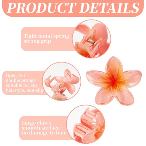 ZOUIQSS 4 Pieces Flower Hair Claw Clips, Hawaii Non-Slip Hair Jaw Clips - Image 3