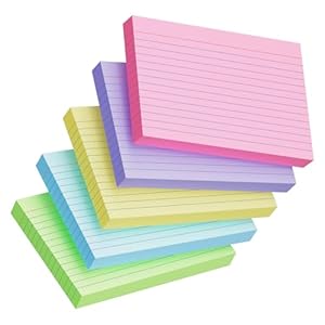 200 Count Index Cards 4×6 Inch, Colored Flash Card (40 Sheets Each), Note Taking for Students, Teachers, Professionals, Study Note Cards for Office Home School