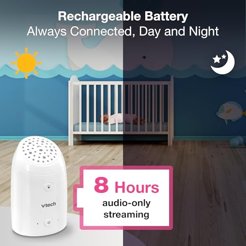 VTech TM8112 Audio Baby Monitor with Glow-on-Ceiling Starry Night Light, 8-Hour Rechargeable Battery, 1000ft Range & Belt Clip by VTech - Image 4