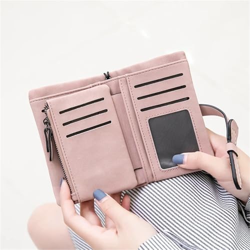 Women's Small Leather Wallet Ladies Wristlet with Card Holder Id Window Coin Purse for Change，Credit Card(Orange)3