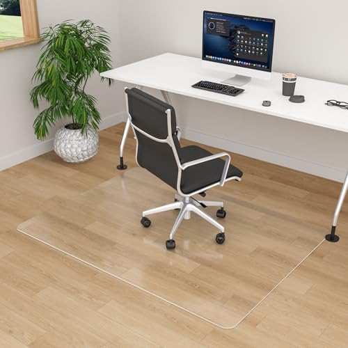 Large Office Chair Mat for Hardwood Floor, 60" x 40" Clear Desk Chair Mat for Hard Floors, Easy Glide Floor Protector Mat for Home Office Rolling Chair