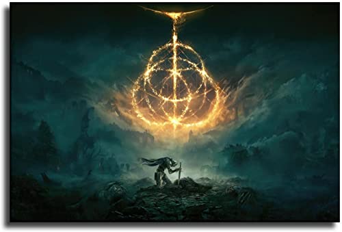 LFHCW Póster de Elden Ring, Lienzo Impreso, Arte de la Pared Decoración, Ilustraciones para el salón, Carteles, imágenes artísticas para Dormitorio(Size:50x70cm)