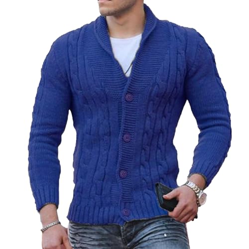Men's Cardigan Sweater Slim Retro Jacquard Button Down Sweater Knitted Cardigan Casual Sweater