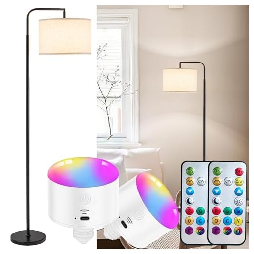Battery Operated Floor Lamp with Remote Control,Dimmable Cordless Floor Lamp For Living Room,Portable Arc Standing Floor Lamp with Adjustable Lamp Head for Bedroom,3 Color Temperature Bulb Included (