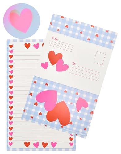 iscream Paquete de 8 tarjetas plegables listas para enviar, diseño de corazones a cuadros
