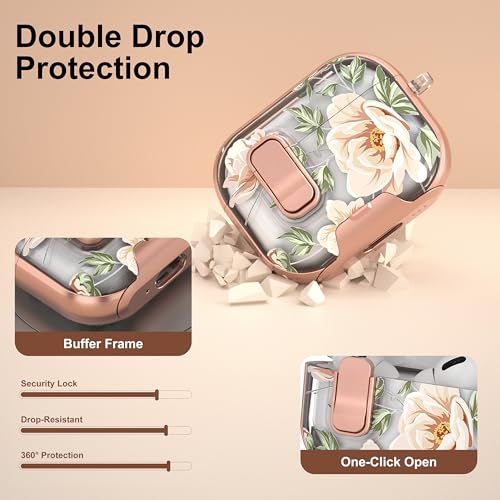 Image of for Apple AirPods Pro 3 Case 2025 with Safety Lock & Foldable Phone Stand | Double Drop Protection,Two-Piece Design, Airpod Pro 3 Case with Keychain & Cleaner Kit, Support Wireless Charging, Nude Rose