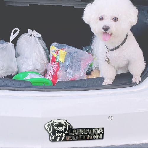Image of Dog Edition Car Badges Laser Cutting Car Vehicle Emblem,3D Car Badge Automotive Decals Stickers Funy Animal Decor Car Accessories Gifts for Car Truck Rv Boat Exterior Decoration (Labrador2)