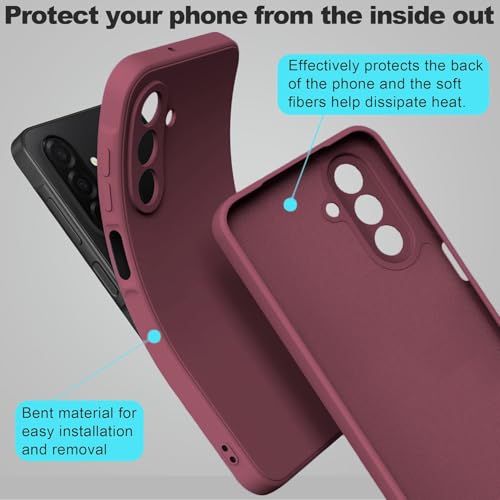 Image of DIZORO Microfiber Candy Case for Samsung A26 5G Smooth Touch Cushion Liquid Soft Silicone Gel Rubber Phone Cases Non-Slip Full Body Protective Shockproof Back Cover (Wine)