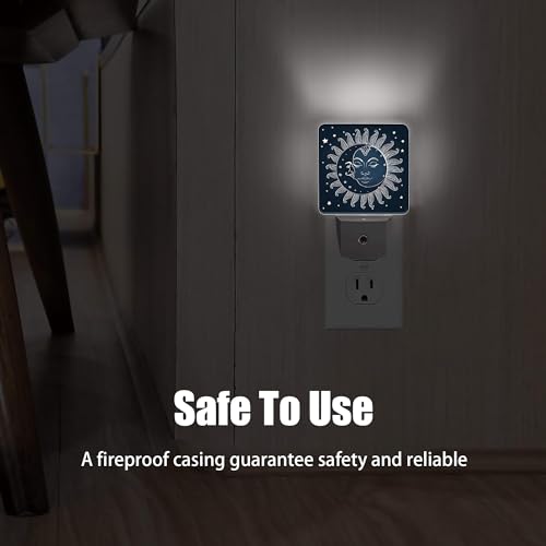 Image of Vintage Sun Moon Night Light, Dusk to Dawn Smart Sensor Nightlight for Bedroom Bathroom Kitchen Hallway Stairs Hallway, Plug-in, Energy Efficient Decor Desk Lamp Gifts