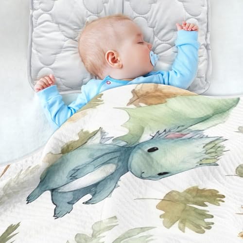 Image of Cute Dragon Baby Blanket Cotton Cozy Throw Blanket Warm Nursery Swaddle Receiving Toddler Blankets 30 inch x 40