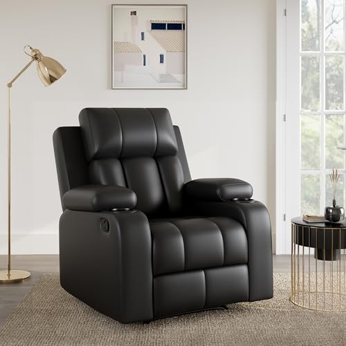 Image of Amazon Brand - Solimo Pinnacle | Single Seater Sofa Recliner | Manual Recliner (Leatherette Black)