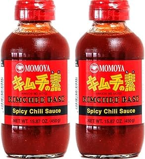 Momoya Salsa de Kimchi Coreana, 2 x 59 ml, Salada y Picante, Elaborada con Chili Rojo y Pescado en Salazón
