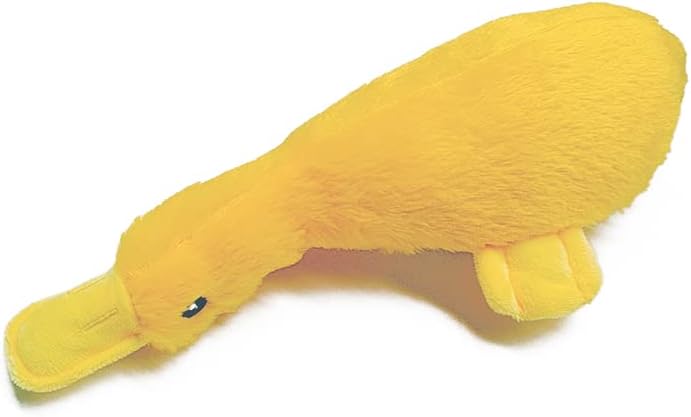 PETSARY Large Fuzzy Plush Dog Squeaky Duck Toy | Soft Bite Plush Duck Shaped Squeaker Sound Toy | Animals Cartoon Puppy Training Chew Toy | Interactive Dental Chewing Pet Molar Teething Toy (Yellow)