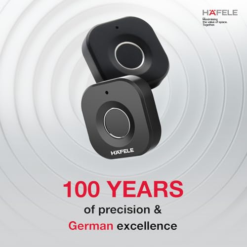 Image of Hafele Kabi-Block Cabinet Lock, Matt Black, Capacitive Fingerprint Access, Status Indicator, Smart Lock for Cabinets and Drawers