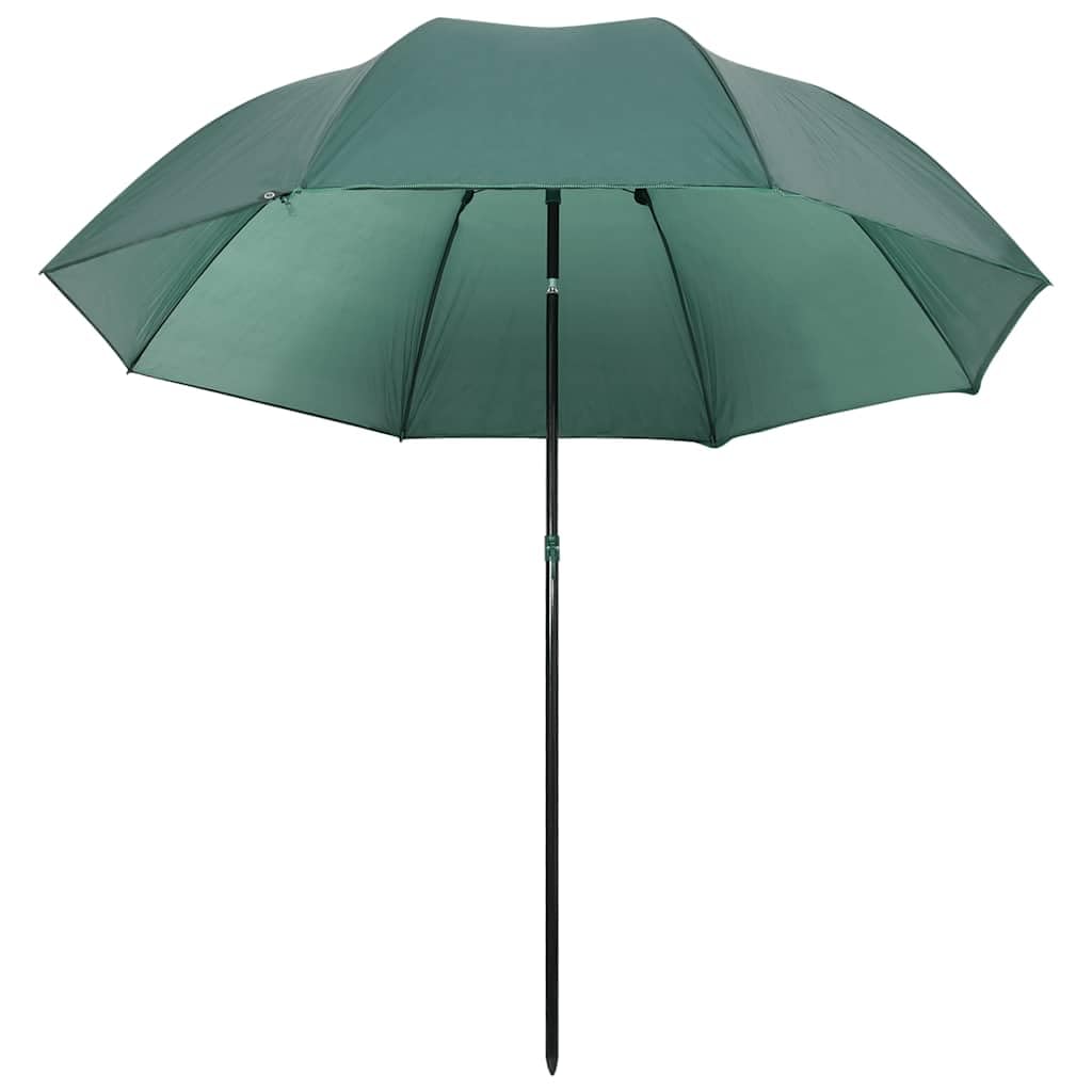 Parasol wędkarski, zielony, 220 x, poliester z powłoką PA, stalowy stelaż, składany, pochylony, ze ściankami bocznymi, ochrona przed promieniowaniem UV, wiatroszczelny, w zestawie torba do