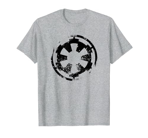 Star Wars Distressed Empire Logo Black T-Shirt, Men, Heather Grey, X-Large
