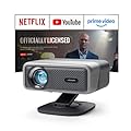 [Officially-Licensed APP & 2500ANSI] 4K Projector with WiFi and Bluetooth,3D Dolby Audio and Auto Focus Smart Projector,Outdoor Movie Home Theater Proyector with Omni-Adjustable Stand (Grey)