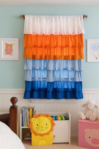 Image of NYSARG Decor Hub Ruffle Cotton Curtain for Window | Boho Style | Light Filtering Single Frill Curtain for Living Room, Bedroom, Kids Room & Kitchen (5 feet, 60 * 42inch) (Orange)