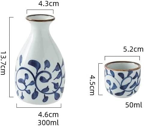 Sake Cup Set,Gift for Beer Cup,Traditional Sake Set, Sake Set, Japanese Traditional Ceramic Sake Serving Sets 5Pieces, Pottery Sake Bottle and 4 Cups, Ideal for Family Re