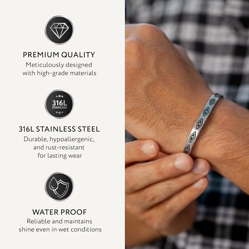 Pulsera rígida para hombre de acero inoxidable miniatura 2