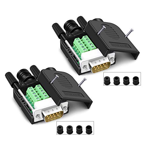 ANMBEST 2PCS DB9 Solderless Serial to 9 pin Terminal Thinner Male Adapter