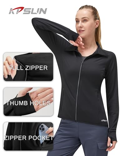 Image of Women's UPF 50+ UV Sun Protection Clothing Long Sleeve Athletic Hiking Shirts Lightweight SPF Zip Up Outdoor Jacket