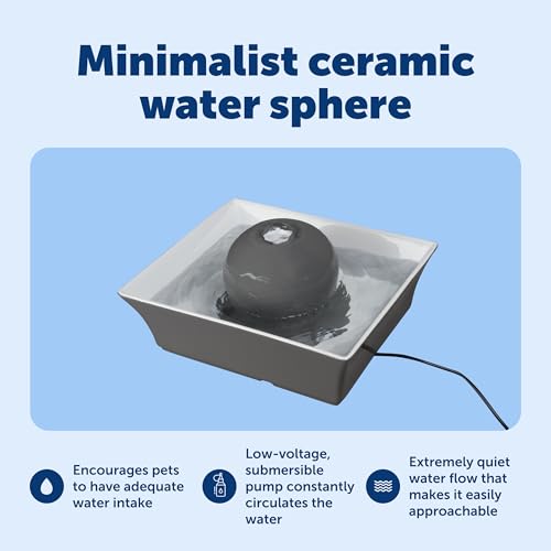 Image of PetSafe Drinkwell Ceramic Pet Water Fountain, Cats & Dogs, Quiet, 70 oz | Encourages Pets to Drink More, Replaceable Carbon Filter, Whisper-Quiet Submersible Pump, Dishwasher Safe